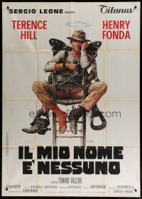6a892 MY NAME IS NOBODY Italian 1p '74 great spaghetti western art of Terence Hill by Casaro!