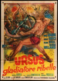 6a921 REBEL GLADIATORS Italian 1p '63 Ursus, il gladiatore ribelle, sword & sandal art by Tarquini