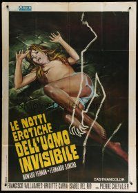 6a934 SECRET LOVE LIFE OF THE INVISIBLE MAN Italian 1p '71 Casaro art of sexy naked girl attacked!