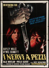 6a977 TWISTED NERVE Italian 1p '69 Casaro art of Hayley Mills, Roy Boulting English horror!
