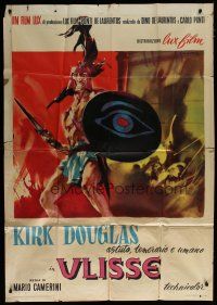6a978 ULYSSES Italian 1p '55 best different art of warrior Kirk Douglas by Dell'Orco!