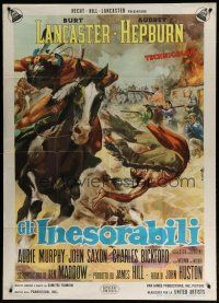 6a980 UNFORGIVEN Italian 1p R63 Burt Lancaster, John Huston, different art by Averardo Ciriello!