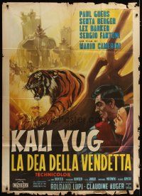 6a984 VENGEANCE OF KALI Italian 1p '63 art of snarling tiger, elephants & top stars by Martinati!