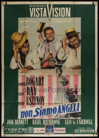 6a991 WE'RE NO ANGELS Italian 1p '55 Humphrey Bogart, Aldo Ray & Peter Ustinov tipping their hats!
