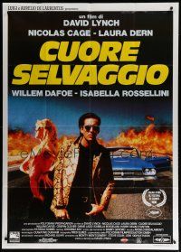 6a994 WILD AT HEART Italian 1p '90 David Lynch, different image of Nicolas Cage & Laura Dern!