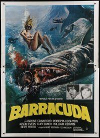6a012 BARRACUDA Italian 2p '78 great artwork of huge killer fish attacking sexy diver!