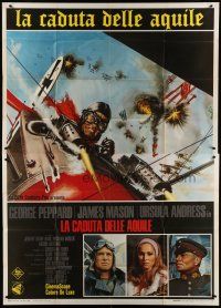 6a020 BLUE MAX Italian 2p '66 art of WWI fighter pilot George Peppard in airplane by Enzo Nistri!