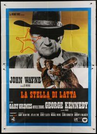 6a029 CAHILL Italian 2p '73 cool different image of United States Marshall big John Wayne!