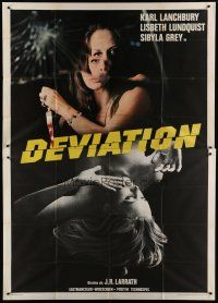 6a048 DEVIATION Italian 2p '76 Jose Ramon Larraz Swedish horror, sexy girl with knife!