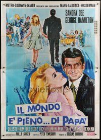 6a052 DOCTOR YOU'VE GOT TO BE KIDDING Italian 2p '67 Brini art of Sandra Dee & George Hamilton!