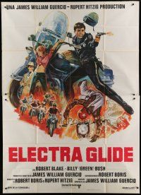 6a054 ELECTRA GLIDE IN BLUE Italian 2p '73 cool art of motorcycle cop Robert Blake!