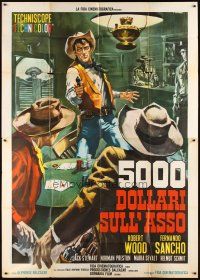 6a061 FIVE THOUSAND DOLLARS ON ONE ACE Italian 2p '66 cool art of gunfight at poker game by Casaro
