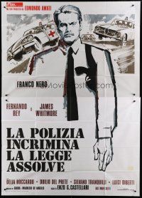6a078 HIGH CRIME Italian 2p '73 La polizia incrimina la legge assolve, cool art of cop Franco Nero!