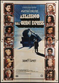 6a126 MURDER ON THE ORIENT EXPRESS Italian 2p '74 great different art of train & top cast!