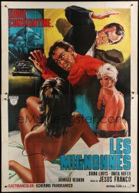 6a149 RESIDENCE FOR SPIES Italian 2p '66 great art of spy Eddie Constantine & mostly naked women!