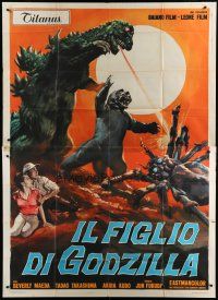 6a163 SON OF GODZILLA Italian 2p '69 Kaijuto no Kessen: Gojira no Musuko, battling monsters art!