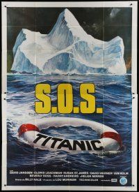 6a153 S.O.S. TITANIC Italian 2p '79 great different art of iceberg & life preserver in ocean!