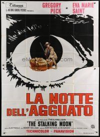 6a166 STALKING MOON Italian 2p '68 Gregory Peck, cool different eyeball artwork!