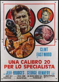 6a174 THUNDERBOLT & LIGHTFOOT Italian 2p '74 different Avelli art of Eastwood, Bridges & Kennedy!