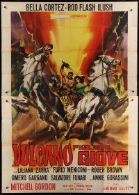 6a183 VULCAN SON OF GIOVE Italian 2p '62 cool art of Rod Flash Ilush in chariot race!