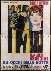 6a184 WAIT UNTIL DARK Italian 2p '68 different Serafini art of blind Audrey Hepburn & Alan Arkin!