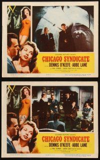 6b870 CHICAGO SYNDICATE 2 LCs '55 full-length sexy Abbe Lane, Dennis O'Keefe, the inside story!