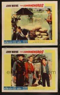 6b875 COMANCHEROS 2 LCs '61 John Wayne, Stuart Whitman & Michael Ansara, directed by Michael Curtiz