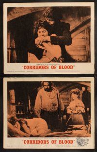 6b877 CORRIDORS OF BLOOD 2 LCs '63 Christopher Lee, Betta St. John, Finally Currie, Adrienne Corri!