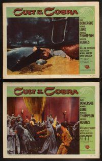 6b879 CULT OF THE COBRA 2 LCs '55 image of man trapped under car after wreck & soldiers fighting!
