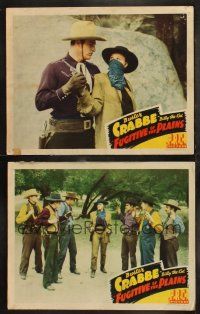 6b897 FUGITIVE OF THE PLAINS 2 LCs '43 images of cowgirl Maxine Leslie! w/ gun + Buster Crabbe!