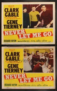 6b942 NEVER LET ME GO 2 LCs '53 Delmer Daves, cool images of Clark Gable & sexy Gene Tierney!
