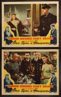 6b947 ONCE UPON A HONEYMOON 2 LCs '42 Ginger Rogers, Henry Victor & Lionel Royce, art of Cary Grant!