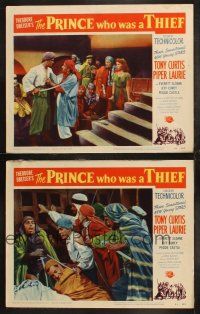 6b957 PRINCE WHO WAS A THIEF 2 LCs '51 Tony Curtis, Piper Laurie & Everett Sloane, Jeff Corey!