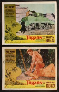 6b981 TARZAN & THE VALLEY OF GOLD 2 LCs '66 cool jungle action images of Mike Henry and w/ tank!