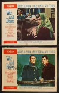 6b994 WAR & PEACE 2 LCs '56 Audrey Hepburn, Henry Fonda & Mel Ferrer, Leo Tolstoy epic!