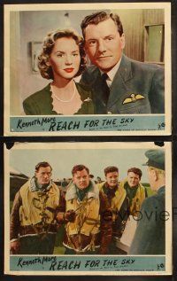 6b741 REACH FOR THE SKY 4 English LCs '56 cool images of pilot Kenneth More, w/ Muriel Pavlow!