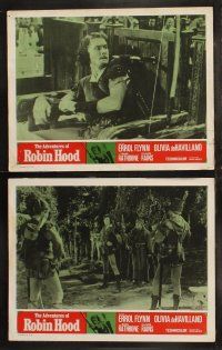 6b020 ADVENTURES OF ROBIN HOOD 8 LCs R64 Errol Flynn as Robin Hood, Olivia De Havilland