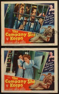 6b779 COMPANY SHE KEEPS 3 LCs '51 Jane Greer and Dennis O'Keefe, bad girl noir!