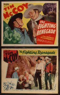 6b708 FIGHTING RENEGADE 4 LCs '39 great TC image of cowboy Tim McCoy punching bad guy!