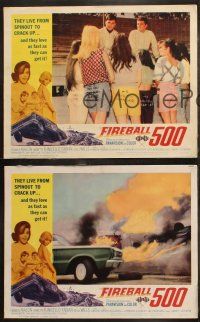 6b787 FIREBALL 500 3 LCs '66 Frankie Avalon & sexy Annette Funicello, cool stock car racing art!