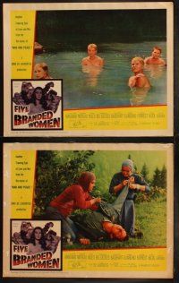 6b165 FIVE BRANDED WOMEN 8 int'l LCs '60 Mangano, Bel Geddes & Moreau bathing naked in river, Miles!