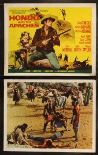 6b206 HONDO & THE APACHES 8 int'l LCs '67 TC art of Ralph Taeger fighting Native American Indians!
