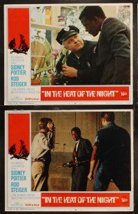 6b222 IN THE HEAT OF THE NIGHT 8 LCs '67 Sidney Poitier, Rod Steiger, Warren Oates, crime classic!