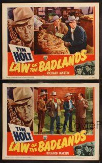 6b726 LAW OF THE BADLANDS 4 LCs '50 art of cowboy Tim Holt with gun, Richard Martin!