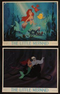 6b269 LITTLE MERMAID 8 LCs '89 great art of Ariel & cast, Disney underwater cartoon!