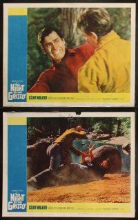 6b323 NIGHT OF THE GRIZZLY 8 LCs '66 big Clint Walker had come to the rim of Hell & held on!