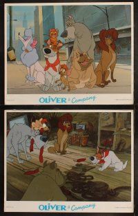 6b337 OLIVER & COMPANY 8 LCs '88 cartoon images of Walt Disney cats & dogs in New York City!