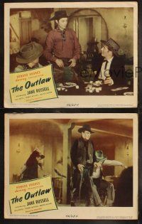 6b816 OUTLAW 3 LCs '46 Jack Buetel & Walter Huston playing poker, Thomas Mitchell, Howard Hughes!