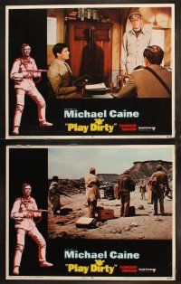 6b359 PLAY DIRTY 8 LCs '69 cool border art of WWII soldier Michael Caine with machine gun!