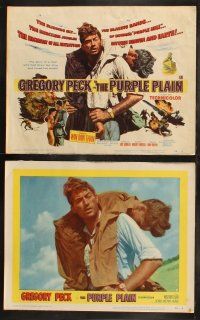 6b374 PURPLE PLAIN 8 LCs '55 great TC artwork of Gregory Peck, written by Eric Ambler!